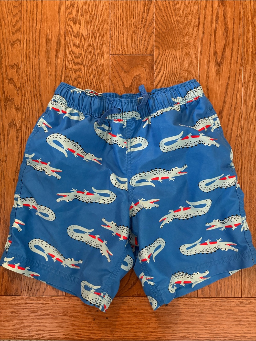 Hanna Andersson Blue Alligator Swim Trunks with Red Accents 8/130